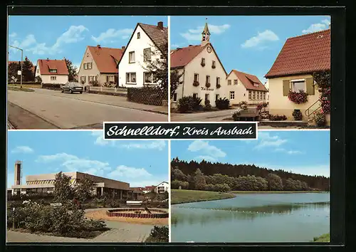 AK Schnelldorf /Ansbach, Rathaus und Strassenpartie