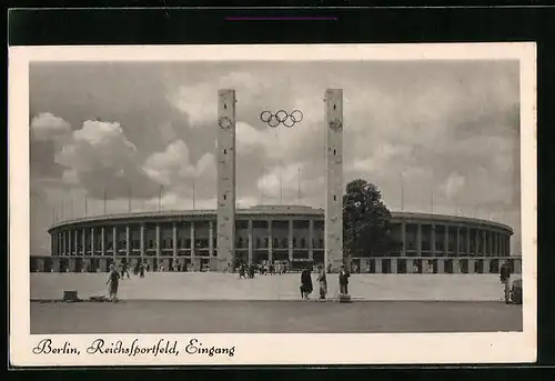 AK Berlin, Reichssportfeld, Eingang, Olympia