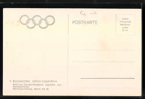 AK Berlin, Reichssportfeld, Dietrich Eckardt-Bühne, Olympia