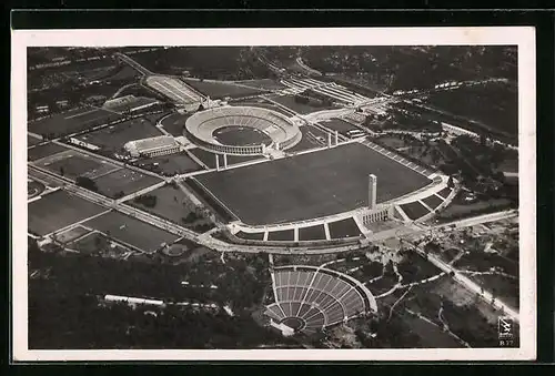 AK Berlin, Reichssportfeld mit Dietrich-Eckart-Bühne, Fliegeraufnahme, Olympia