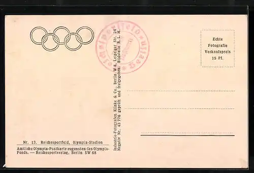 AK Berlin, Olympia-Stadion mit Schwimmstadion, Fliegeraufnahme