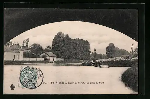 AK Vierzon, Bassin du Canal, vue prise du Pont