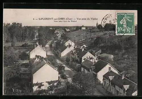AK St-Florent-sur-Cher, Vue prise du Viaduc
