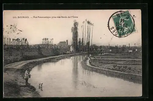AK Bourges, Vue Panoramique des Bords de I`Yevre