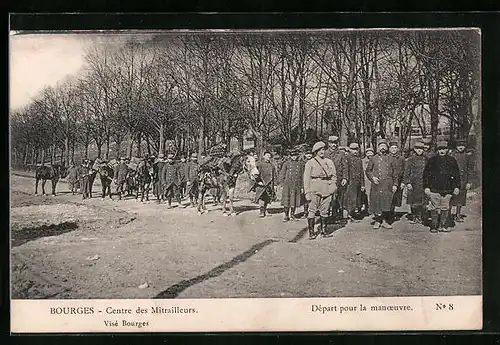 AK Bourges, Centre des Mitrailleurs, Départ pour la manoeuvre