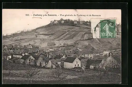 AK Fontenay près Sancerre, Vue générale de Fontenay et de Sancerre