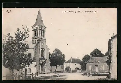 AK Villabon, Mairie et Eglise