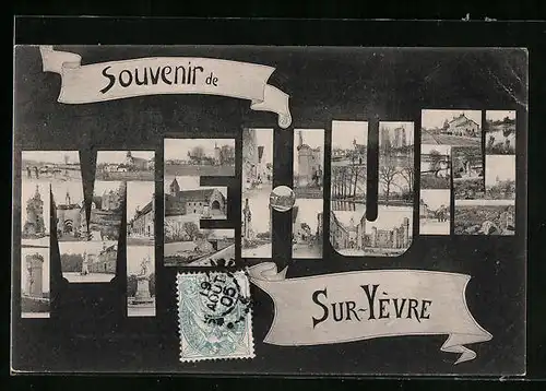 AK Sur-Yèvre, Souvenir, Teilansichten