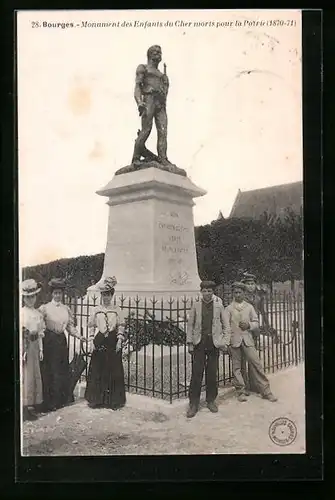 AK Bourges, Monument des Enfants du Cher morts pour la Patrie (1870-71)