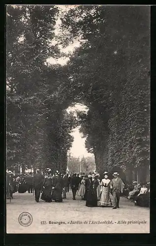 AK Bourges, Jardin de l`Archeveche - Allee principale