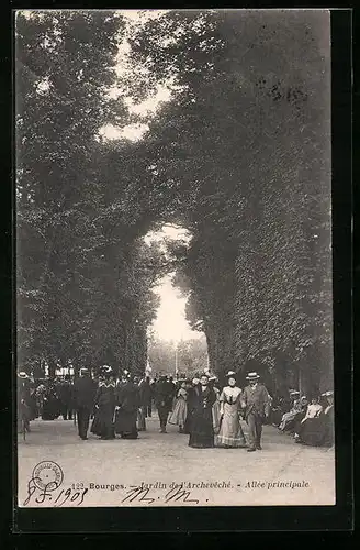 AK Bourges, Jardin de l`Archeveche - Allee principale