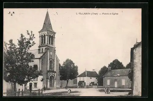 AK Villabon, Mairie et Eglise