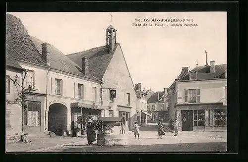 AK Les Aix-d`Angillon, Place de la Halle