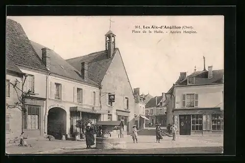 AK Les Aix-d`Angillon, Place de la Halle