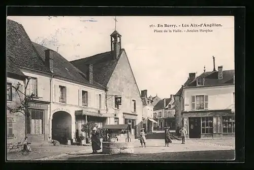 AK Les Aix-d`Angillon, Place de la Halle