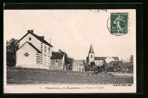 AK Thauvenay, La Mairie et l`Eglise