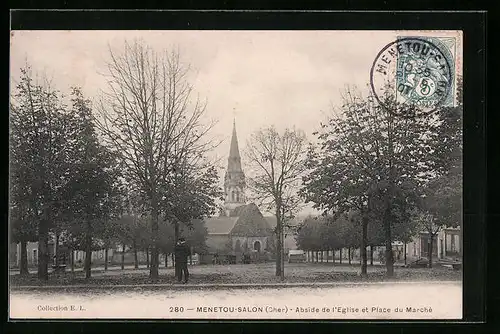 AK Menetou-Salon, Abside de l`Eglise et Place du Marche