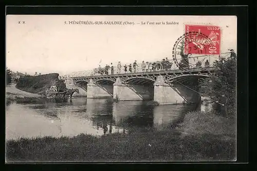 AK Ménétréol-sur-Sauldre, Le Pont sur la Sauldre