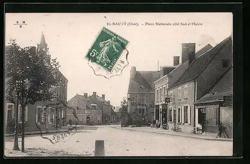 AK Baugy, Place Nationale, cote Sud et Mairie