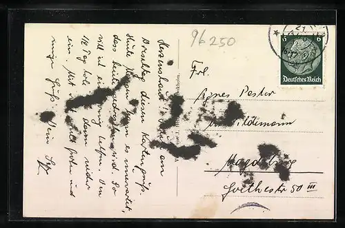 AK Kleukheim, Strassenpartie mit Denkmal