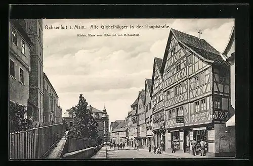 AK Ochsenfurt am Main, Alte Giebelhäuser in der Hauptstrasse