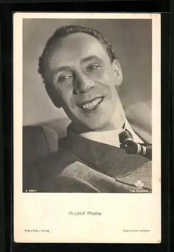 AK Schauspieler Rudolf Platte, lächelnder Blick