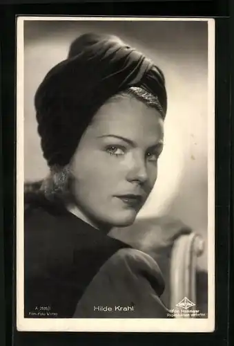 AK Schauspielerin Hilde Krahl mit Turban