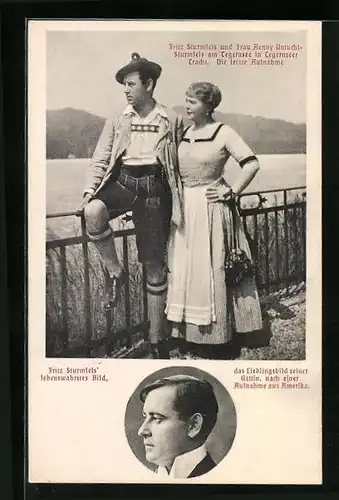 AK SchauspielerInnen Fritz Sturmfels und Henny Untucht-Sturmfels in Tracht am Tegernsee
