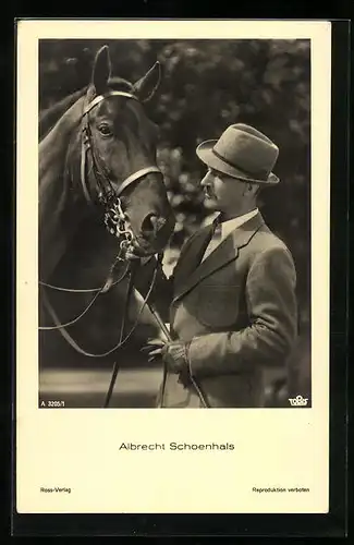 AK Schauspieler Albrecht Schoenhals mit Pferd