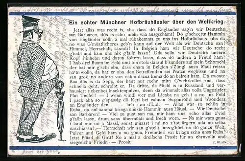 AK Ein echter Münchner Hofbräuhäusler über den Weltkrieg