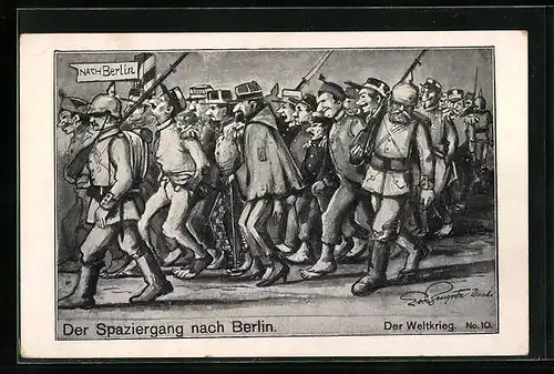 AK Französische Soldaten als Kriegsgefangene beim Spaziergang nach Berlin