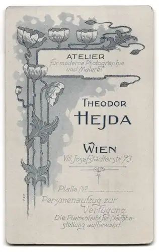 Fotografie Theodor Hejda, Wien, Josefstädterstr. 73, Elegant gekleideter Herr mit Schnauzbart