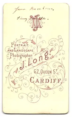 Fotografie J. Long, Cardiff, 62, Queen St., Bürgerlicher Herr mit Oberlippenbart