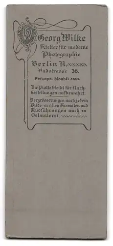 Fotografie Georg Wilke, Berlin, Badstrasse 36, Junges, bürgerliches Mädchen mit hübschem Gesicht