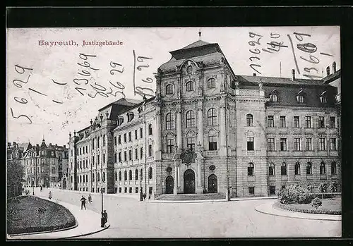 AK Bayreuth, Strassenpartie am Justizgebäude