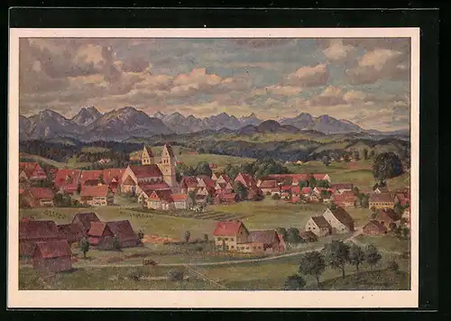 AK Steingaden, Festpostkarte zur 800 Jahrfeier der Stadt 1947