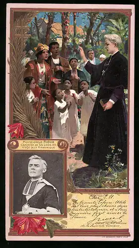 Sammelbild A Lefevre-Utile, Monseigneuer Rioux, Camerier de SS. Leon XIII, Pastor, Jugendstil