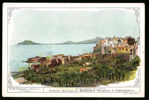 Kaufmannsbild Schürer`s Nähgarn und Häkelgarn, Blick auf Pozzuoli