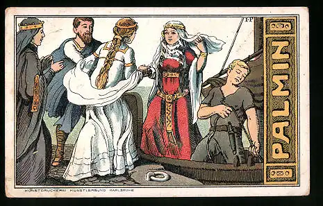 Sammelbild Palmin, H. Schlick & Cie., Hamburg, Niebelungen Lied, Brunhild`s Ankuft in Worms