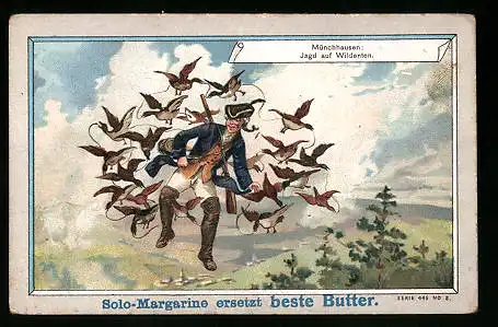 Sammelbild Solo-Margarine, Münchhausen: Jagd auf Wildenten