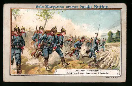 Sammelbild Solo-Margarine, Aus dem Maöverleben, Schützenschwarm bayrischer Infanterie