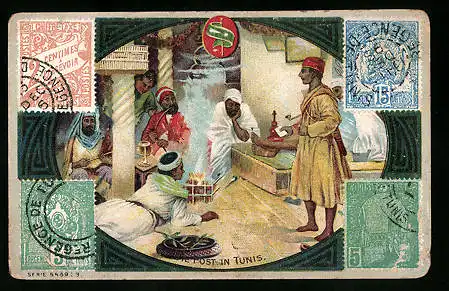 Sammelbild Krefelder Margarine-Werke Jan C. Uhlenbroek, Die Post in Tunis