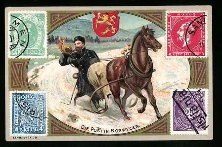 Sammelbild Krefelder Margarine-Werke Jan C. Uhlenbroek, Die Post in Norwegen