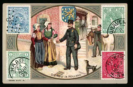 Sammelbild Krefelder Margarine-Werke Jan C. Uhlenbroek, Die Post in Holland