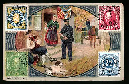 Sammelbild Krefelder Margarine-Werke Jan C. Uhlenbroek, Die Post in Schweden