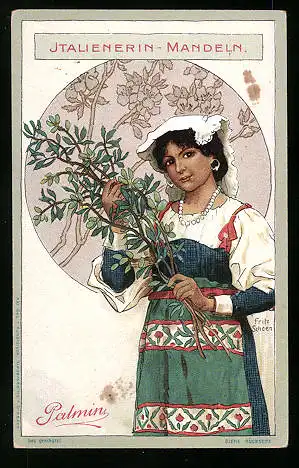 Sammelbild Palmin feinste Pflanzenbutter, H. Schlinck & Cie., Mannheim, Italienerin - Mandeln