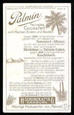Sammelbild Palmin feinstes Cocosfett, H. Schlinck & Cie., Hamburg, Italien, Tracht