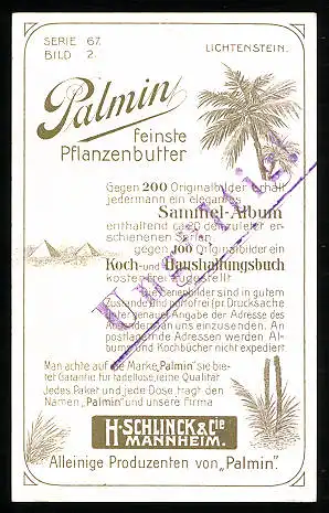 Sammelbild Palmin feinste Pflanzenbutter, H. Schlinck & Cie., Mannheim, Georg v. Sturmfeder, Absage an den schwäb. Bund