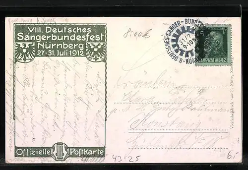 AK Nürnberg, VIII. Deutsches Sängerbundesfest 1912, Eröffnung