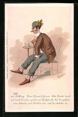 AK Herr mit Zigarre und Monokel